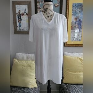 Calvin Klein Soft White Egyptian Cotton Vneck Long T-shirt Sz XL